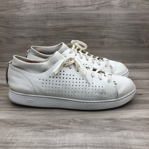 Ugg Sneakers Mens 11 Pismo White Leather Lace Up Shoes - Picture 1 of 12